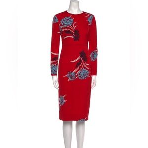 Diane Von Furstenburg Red Floral Sheath Dress Size 12